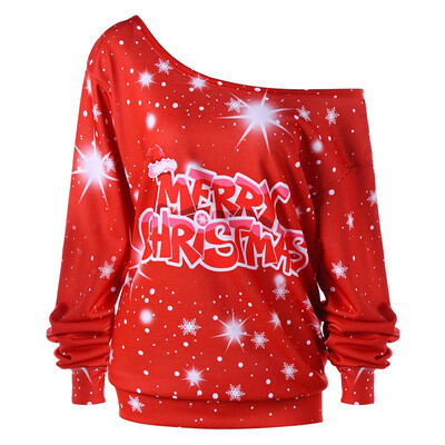 

Merry Christmas Skew Collar Plus Size Sweatshirt