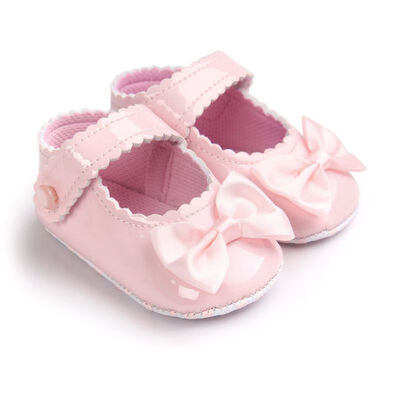 

Newborn Baby Shoes PU Spring Girls Shoes Bowknot Soft Bottom Non-Slip First Walkers Wedding Princess Shoes