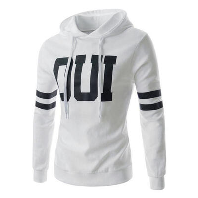 

Letters Print Hooded Sweatshirt For Men Fashion Casual Slim Fit Pullover Hoodie With Pockets
