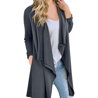 

Toponeto Women Solid Color Large Size Long Sleeve Cardigan Personality Jacket BKL