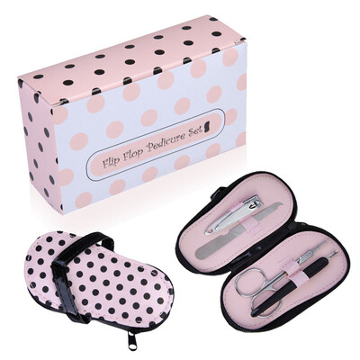 

Wedding Gift Favor Pink Polka Flip Flop Four Pieces Pedicure Set Favor