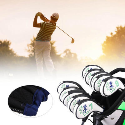 

Greensen 10PCS PU Golf Iron Head Covers Club Driver Headcovers Set Zipper Opening 3 PW SW AW