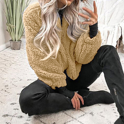 

Roseonmyhand Womens Winter Oversized Coat Ladies Borg Zip Faux Fur Jacket Pockets Warm Coat