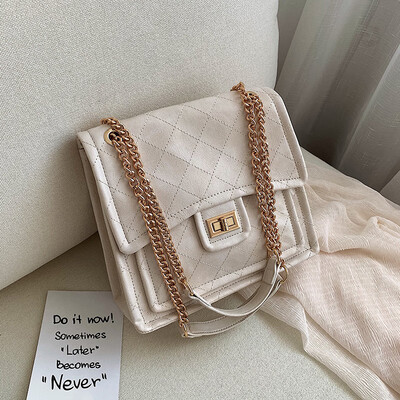 

Qiao Bani 2019 new European&American style fashion super fire PU rhombic chain flip cover bag shoulder diagonal trend handbags