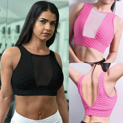 

Women Lady Sports Bra Yoga Athletic Solid Wrap Chest Strap Vest Tops Padded Bra