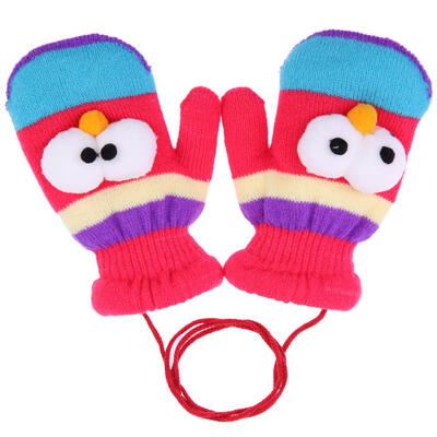 

Cartoon Eyes Children Knitted Elastic Winter Warm Baby Thickened Ski Gloves