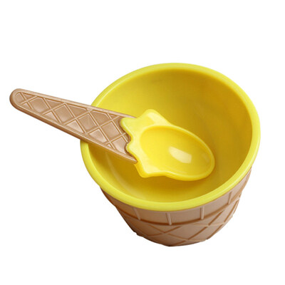 

2Pcs Lovely Ice Cream Dessert Bowl Spoon Tableware Kid Party Dinnerware Supplies