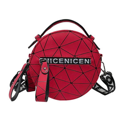 

Geometric Plaid Round Shoulder Handbags Women PU Leather Crossbody Bags