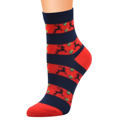 

Gobestart Women Christmas Red Cotton Print Thicker Anti-slip Floor Socks Carpet Socks