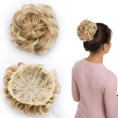 

Messy Hair Bun Chignons Synthetic Hair Extensions Wavy Updo Scrunchy Hairpieces