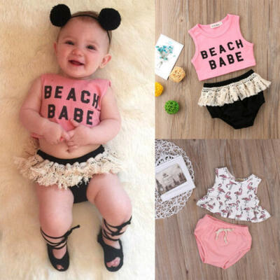 

US Fashion Newborn Toddler Baby Girl Crop Top T-shirtShort Pants Outfit Clothes