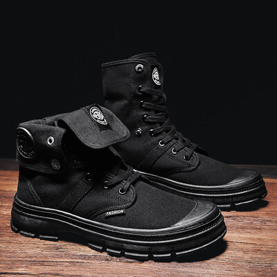 

British casual Martin boots wild breathable wild mens high canvas canvas boots