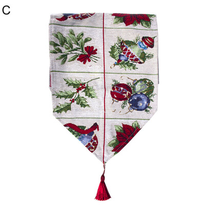 

180cm Christmas Flower Snowman Tree Dining Table Runner Tablecloth Party Decor