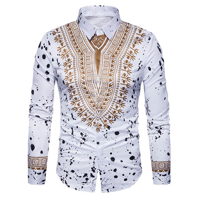 

Ethnic Geometric Splatter Paint Print Shirt