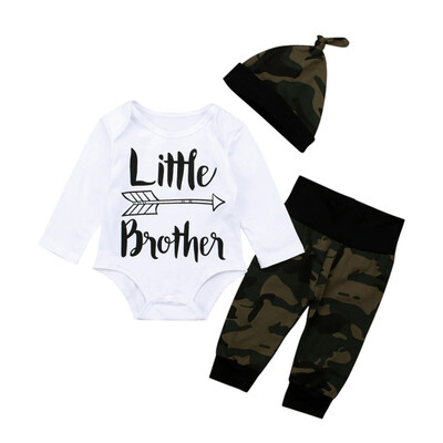 

Newborn Infant Baby Boy Letter Romper Jumpsuit Camouflage Pants 3pcs Clothes Set