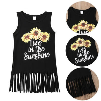 

Kids Baby Girls Princess Beach Dress Casual Sundress Clothes Tassel Dresses Tops