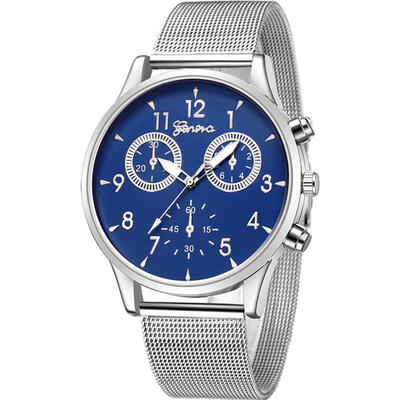 

GENEVA Men Luxury Sport Watch Mesh Band Stainless Steel Quartz Wristwatch Male Man Fashion Watches Erkek Kol Saati 2018