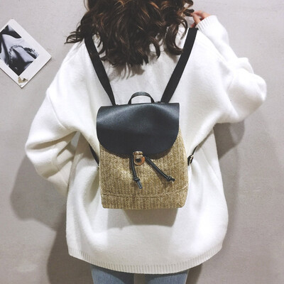 

Tailored Fashion Women Outdoor Hasp Woven School Bag Shoulder Bag Messenger Bag Backpack
