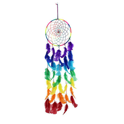 

Colorful Feathers Beads Pure Handmade Long Dream Catcher Hanging Pendant
