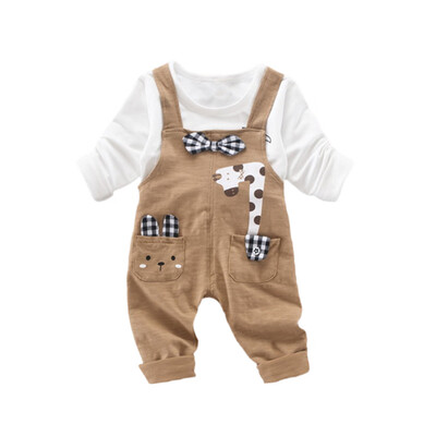 

2Pcs Toddler Baby Infant Outfits Cartoon Bowknot T-shirtStrap Pants Clothes