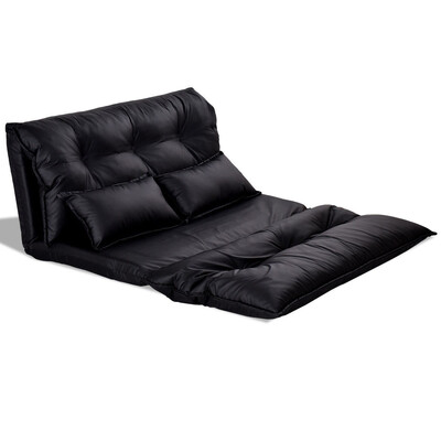 

Foldable PU Leather Leisure Floor Sofa Bed w 2 Pillows