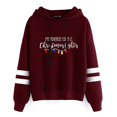

My Favorite Color Is Christmas Lights Print Long Sleeve Hoodie Women Party