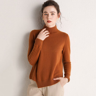 

Sweater woman 19 autumn winter new pure cashmere albas white cashmere fashionable temperament semi-turtleneck short simple base