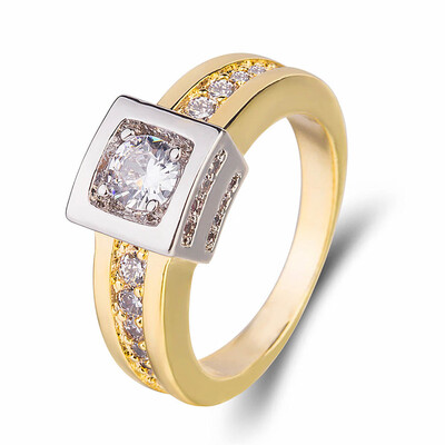 

Ladies Cocktail Rings Gold Plated Cubic Zirconia Wedding Engagement Statement Ring Diamante Jewelry For Women