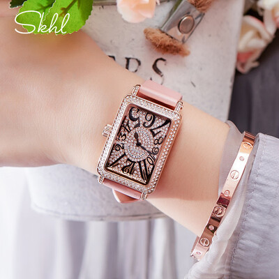 

GUOU GUO ladies watch atmosphere rectangular full diamond womens quartz watch fashion belt waterproof retro watch
