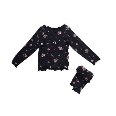 

Baby Kids Girls Casual Flower Print Pajamas Set Long Sleeve Blouse TopsPants Sleepwear