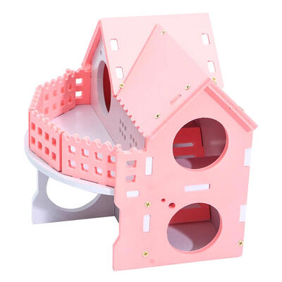 

Wooden Hamster Net Ecological Double-Deck Ladder Villa Colorful Bed House