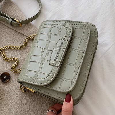 

Texture bag woman 2019 new Korean version fashion 100 lap retro chain bag with one shoulder slanted small square bag