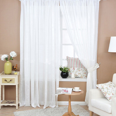 

Solid Color Window Curtain Flower Sheer Voile Tulle Valances for Bedroom