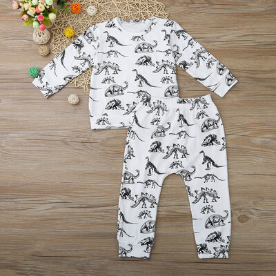 

Newborn Baby Boys Girls Dinosaur Print Tops Pants Set Suit Outfits Clothes