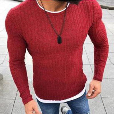 

SUNSIOM Mens Winter Warm Cotton Low Neck Pullover Jumper Sweater Tops Round Neck