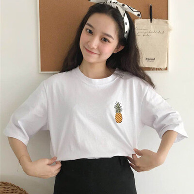 

T-shirt Women Printed fruit pineapple Design Short Sleeve women Funny Tops Hipster Casual Daily basics