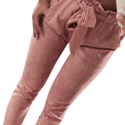 

Tailored Women High Waist Harem Pants Women Bowtie Elastic Waist Casual Pants
