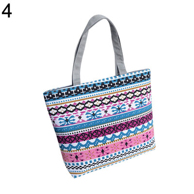 

Women Canvas Stripe Tote Bag Shopping Travel Large Capacity Shoulder Handbag