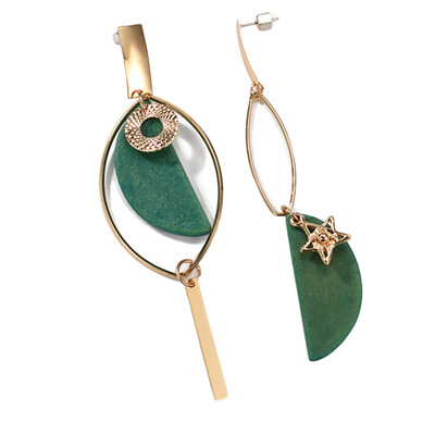 

EarringsAsymmetrical Long Earrings Statement Wooden Round Drop Earrings for Women Jewelry
