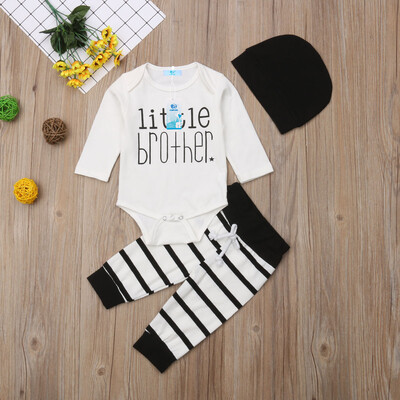 

3pcs Newborn Baby Boy Romper BodysuitLong PantsHat Outfits Clothing 3 6 12 18M