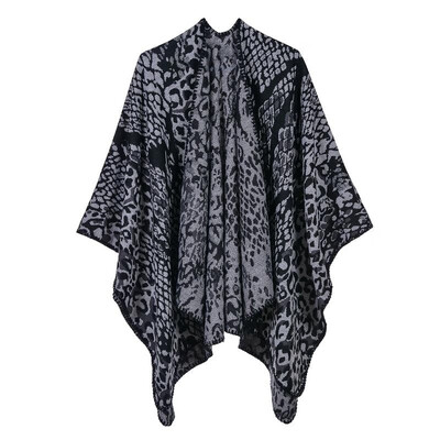 

Fashion Women Winter Leopard Print Pattern Poncho Scarf Thick Warm Shawl Pashmina Vintage Casual Cloak Outerwear