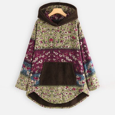 

2019 Women Hoodies Velvet Sweater Coat Long Sleeve Gothic Female Print Hooded