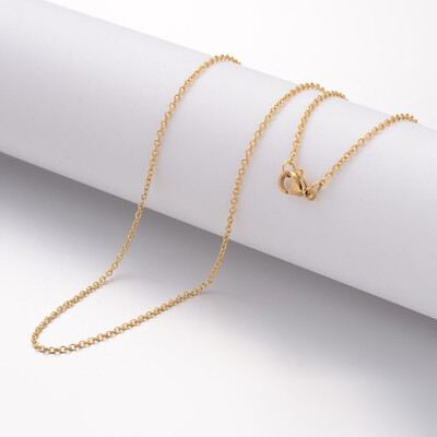 

304 Stainless Steel Necklace Making Cable Chains with Lobster Clasps Golden 1969"500mm 15mm