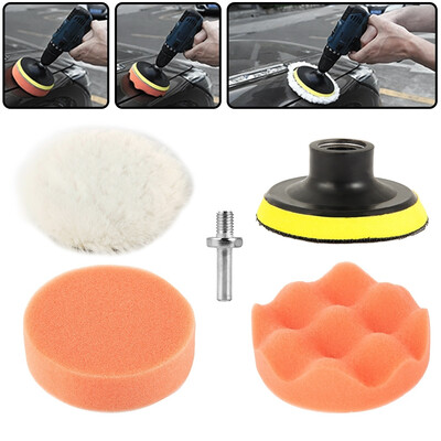 

5Pcs 3" Buffing Pad Auto Car Polishing Wheel Kit Buffer Drill Adapter Set