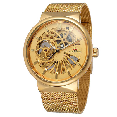 

Forsining genuine full hollow mens automatic mechanical watch mens chain mesh strap