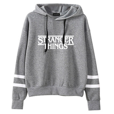 

2020 New Fashion Women Stranger Things Hoodie Letter Print Stripe Long Sleeve Casual Pullovers Women Hooded Sweatshirts