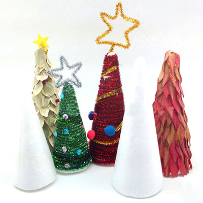 

10Pcs 15cm DIY Christmas Tree Foam Stuffed Support Cone Model Craft Decoration