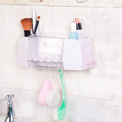 

Home Bathroom 5 Toothbrush Holder Wall Mount Toothpaste Storage Rack Portable