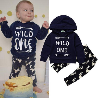 

2pcs Newborn Toddler Baby Boy T-shirt TopsDeer Pants Cotton Clothes Outfits Set