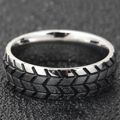 

Fashion 3D Titanium Rings Tire Mark Cool Ring For Men And Women Jewelry
